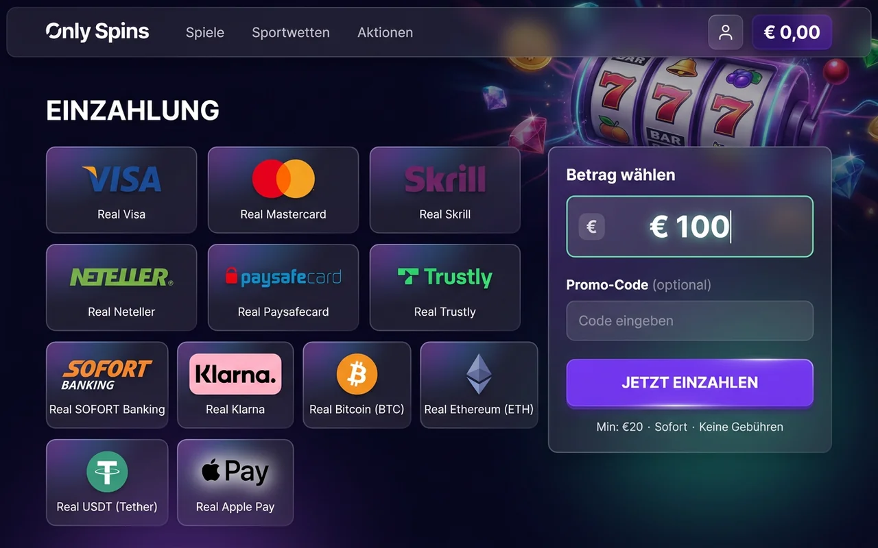 Méthodes de paiement et retraits – Only Spins